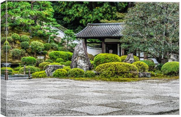 Colorful Zen Stone Garden Tofuku-Ji Buddhist Temple Kyoto Japan Canvas Print by William Perry