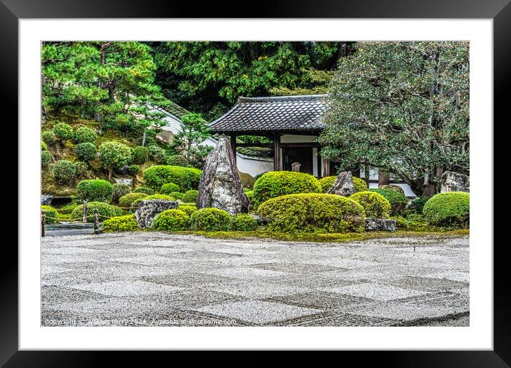 Colorful Zen Stone Garden Tofuku-Ji Buddhist Temple Kyoto Japan Framed Mounted Print by William Perry