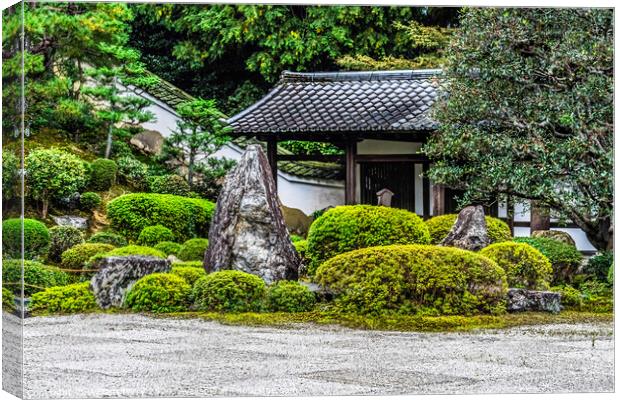 Colorful Zen Stone Garden Tofuku-Ji Buddhist Temple Kyoto Japan Canvas Print by William Perry