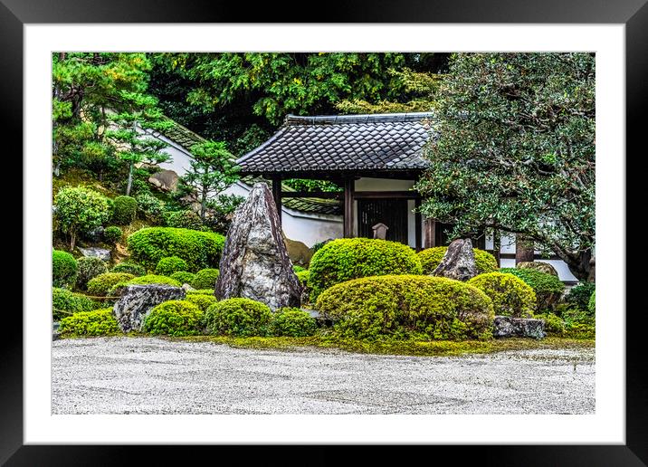 Colorful Zen Stone Garden Tofuku-Ji Buddhist Temple Kyoto Japan Framed Mounted Print by William Perry