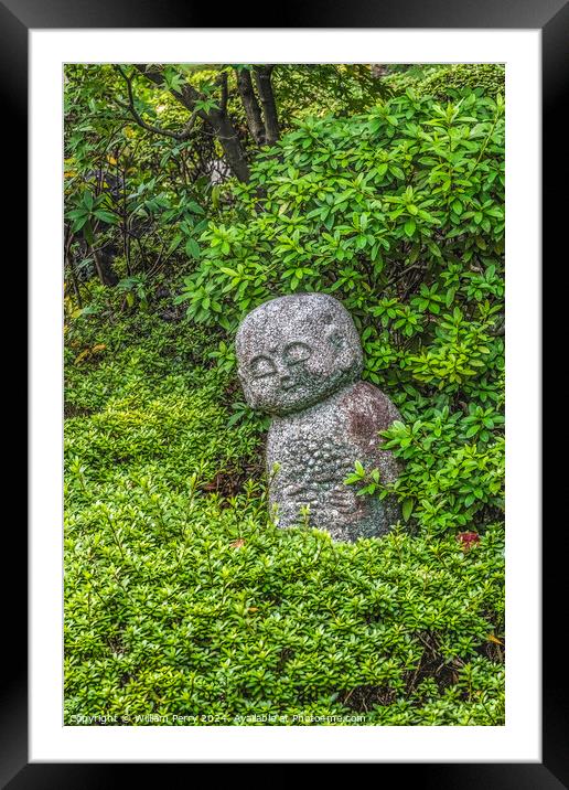 Jizo Child Buddha Statue Tofuku-Ji Buddhist Temple Kyoto Japan Framed Mounted Print by William Perry
