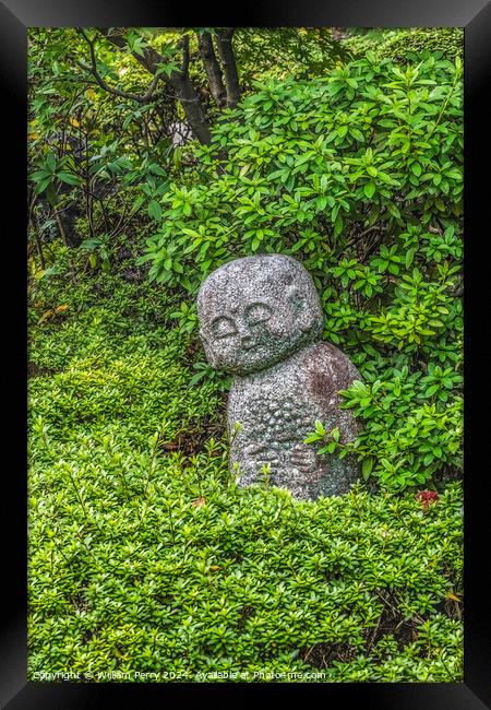 Jizo Child Buddha Statue Tofuku-Ji Buddhist Temple Kyoto Japan Framed Print by William Perry