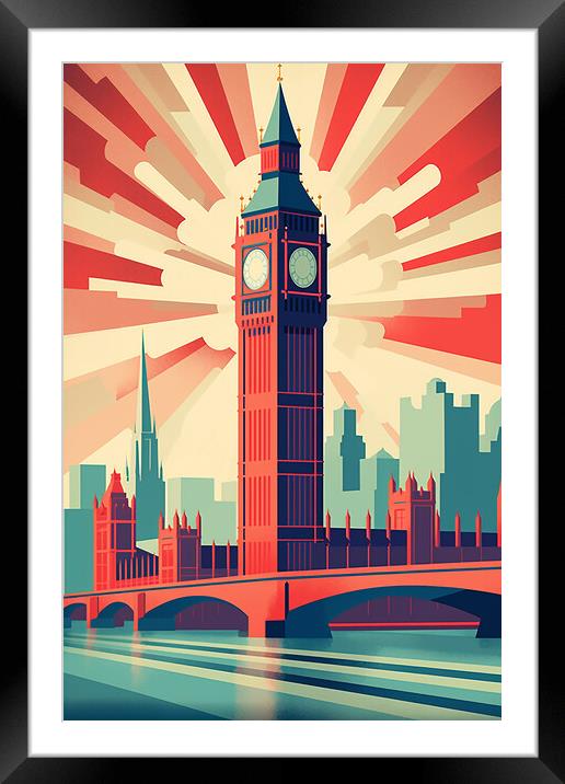 Vintage Travel Poster London Framed Mounted Print by Steve Smith