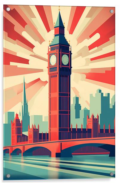 Vintage Travel Poster London Acrylic by Steve Smith