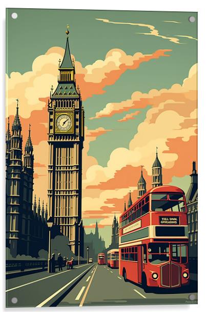 Vintage Travel Poster London Acrylic by Steve Smith