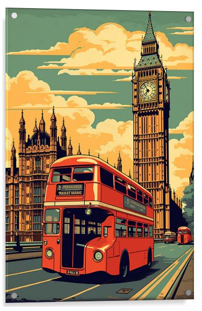Vintage Travel Poster London Acrylic by Steve Smith