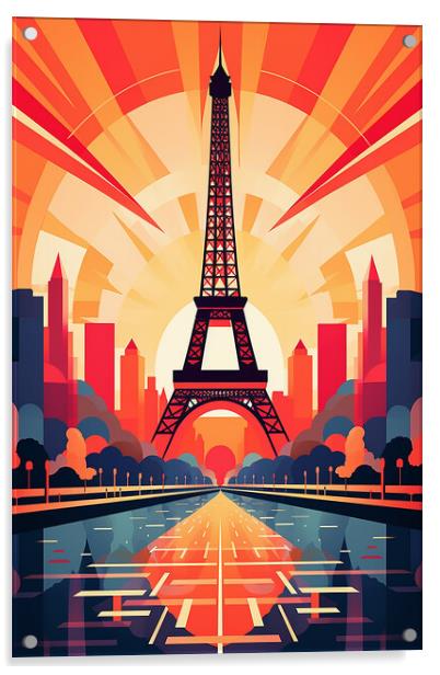 Vintage Travel Poster Paris Acrylic by Steve Smith