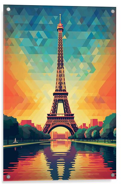 Vintage Travel Poster Paris Acrylic by Steve Smith