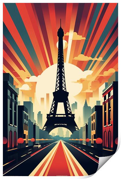 Vintage Travel Poster Paris Print by Steve Smith