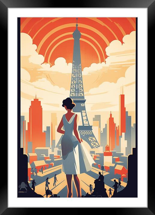 Vintage Travel Poster Paris Framed Mounted Print by Steve Smith