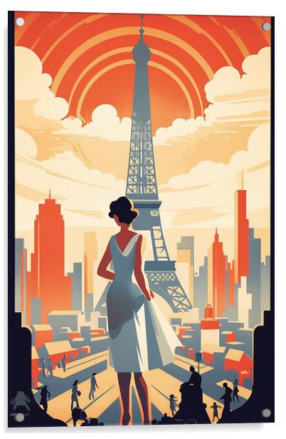 Vintage Travel Poster Paris Acrylic by Steve Smith