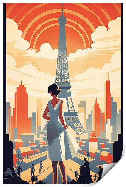 Vintage Travel Poster Paris Print by Steve Smith