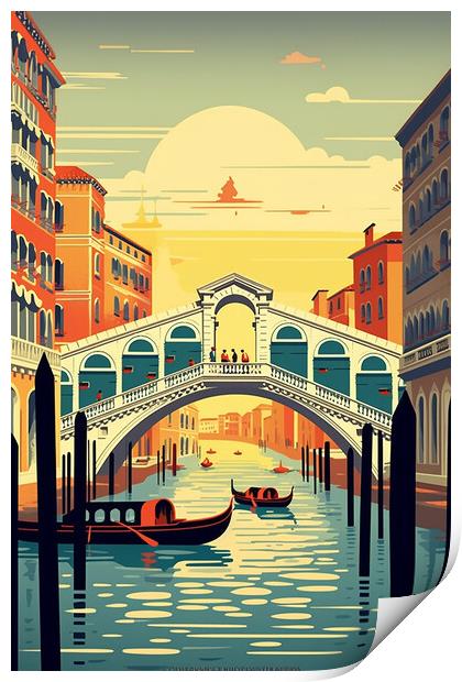 Vintage Travel Poster Venice Print by Steve Smith