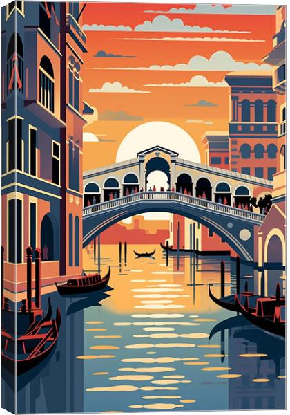 Vintage Travel Poster Venice Canvas Print by Steve Smith