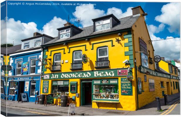 Traditional Irish Pub in Dingle Town, County Kerry Canvas Print by Angus McComiskey