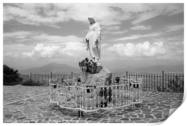 Holy Mary of Reception Mount Faito Sorrento Italy Print by Diana Mower