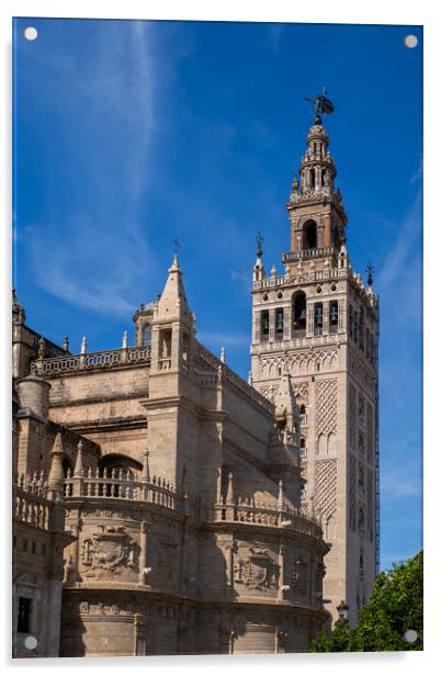 Seville Cathedral With Giralda Bell Tower Acrylic by Artur Bogacki