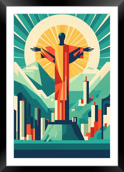 Vintage Travel Poster Rio De Janeiro Framed Mounted Print by Steve Smith