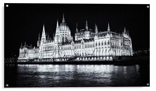 Budapest Parliament by Night. Acrylic by David Jeffery