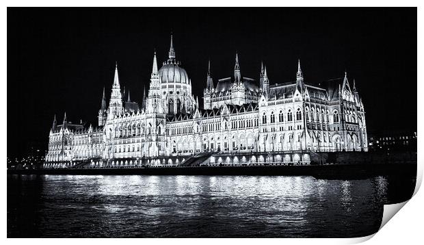 Budapest Parliament by Night. Print by David Jeffery