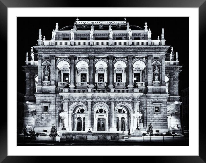 Budapest Opera House by Night. Framed Mounted Print by David Jeffery