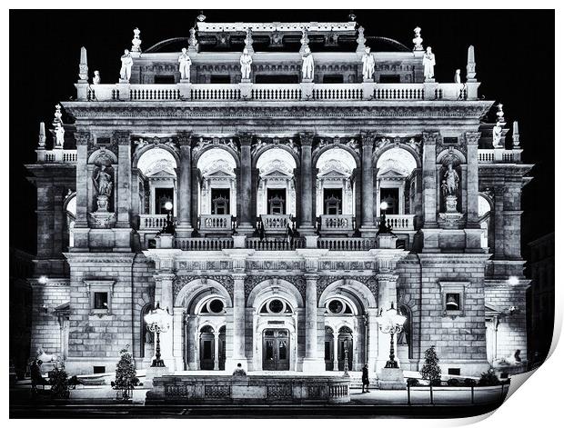 Budapest Opera House by Night. Print by David Jeffery