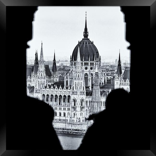 Budapest Parliament from Castle Hill. Framed Print by David Jeffery