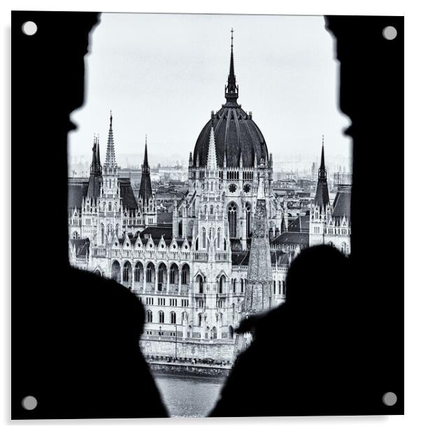 Budapest Parliament from Castle Hill. Acrylic by David Jeffery