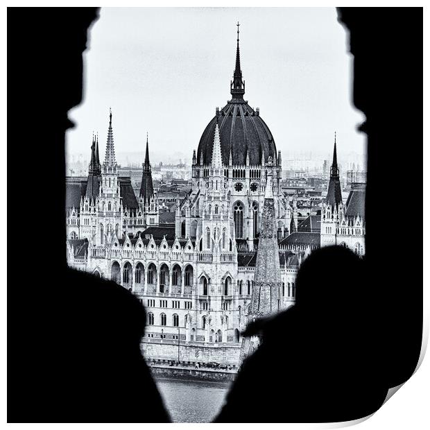 Budapest Parliament from Castle Hill. Print by David Jeffery