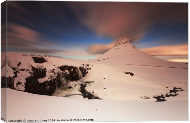 Sunrise at Kirkjufell Iceland  Canvas Print by Renxiang Ding