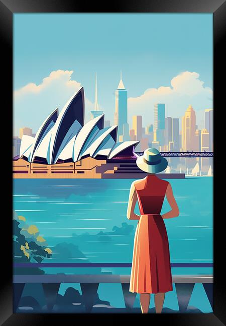 Vintage Travel Poster Sydney Framed Print by Steve Smith
