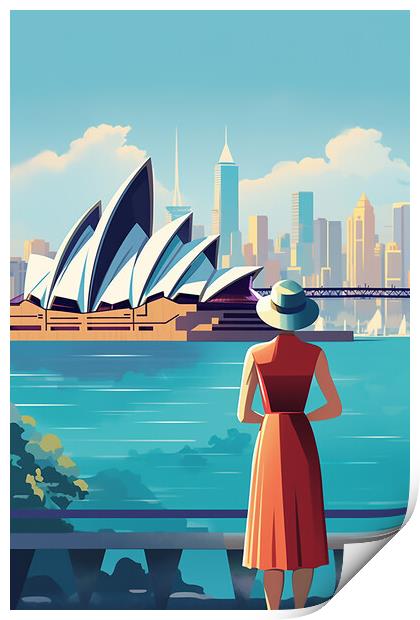 Vintage Travel Poster Sydney Print by Steve Smith