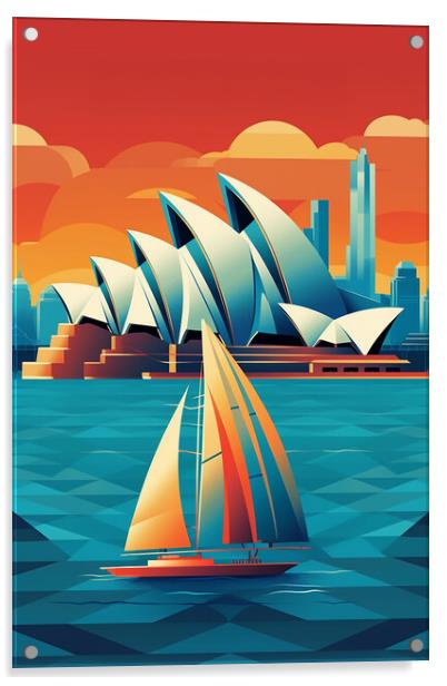 Vintage Travel Poster Sydney Acrylic by Steve Smith