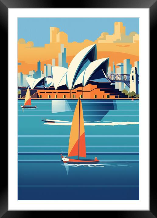 Vintage Travel Poster Sydney Framed Mounted Print by Steve Smith