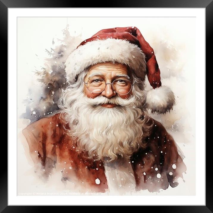 Vintage watercolor style Santa Claus, created with generative AI Framed Mounted Print by Mirjana Bogicevic