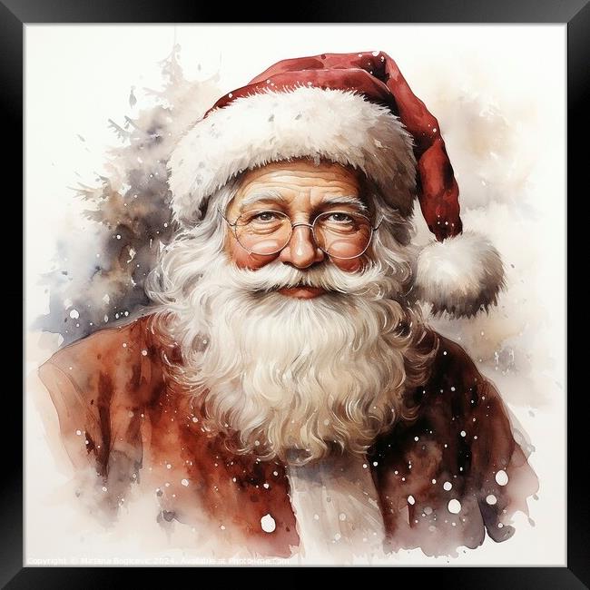 Vintage watercolor style Santa Claus, created with generative AI Framed Print by Mirjana Bogicevic