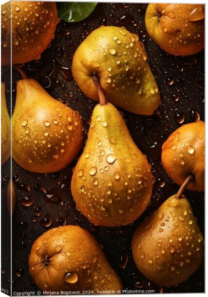 Fresh pears with water drops Canvas Print by Mirjana Bogicevic