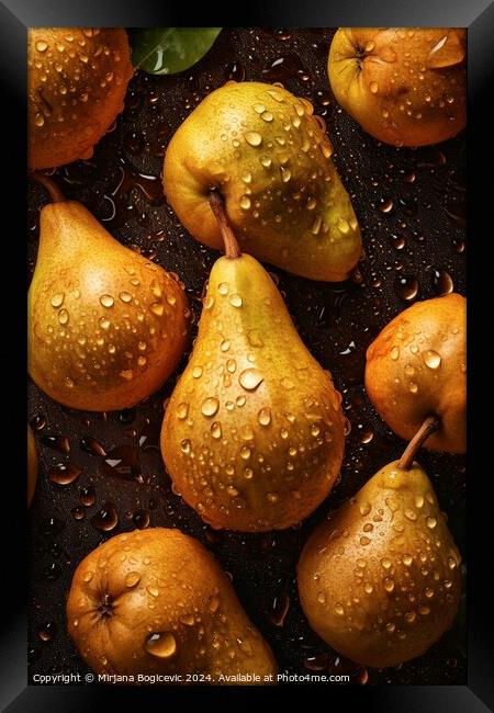 Fresh pears with water drops Framed Print by Mirjana Bogicevic