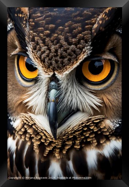 Owl closeup Framed Print by Mirjana Bogicevic