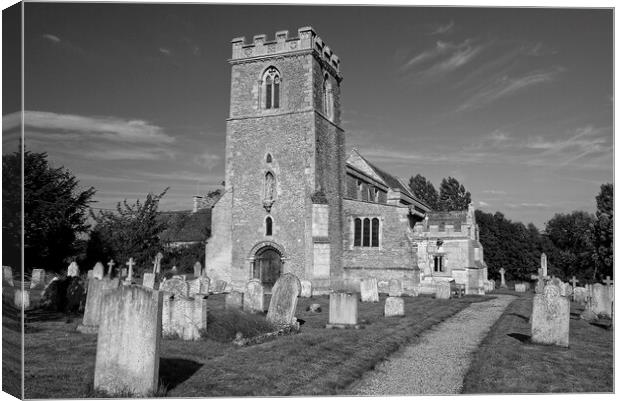 Parish Church, Cotterstock, Northamptonshire Monochrome Canvas Print by Martyn Arnold