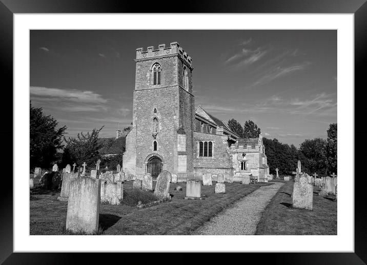 Parish Church, Cotterstock, Northamptonshire Monochrome Framed Mounted Print by Martyn Arnold