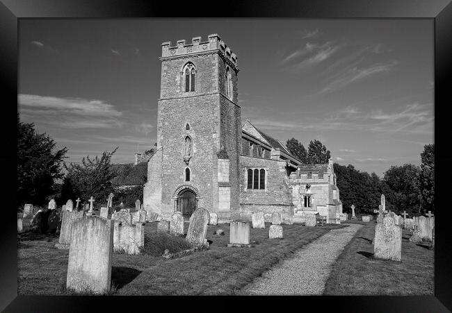 Parish Church, Cotterstock, Northamptonshire Monochrome Framed Print by Martyn Arnold