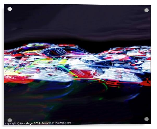 Race Cars Impressionist Composite Acrylic by Pete Klinger