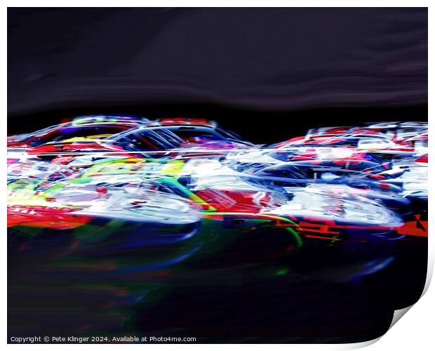 Race Cars Impressionist Composite Print by Pete Klinger