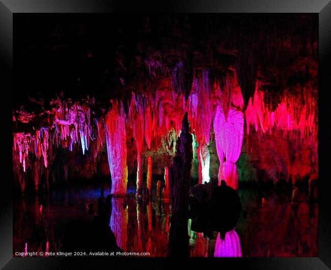 Colorful Cavern Reflecting on water Framed Print by Pete Klinger