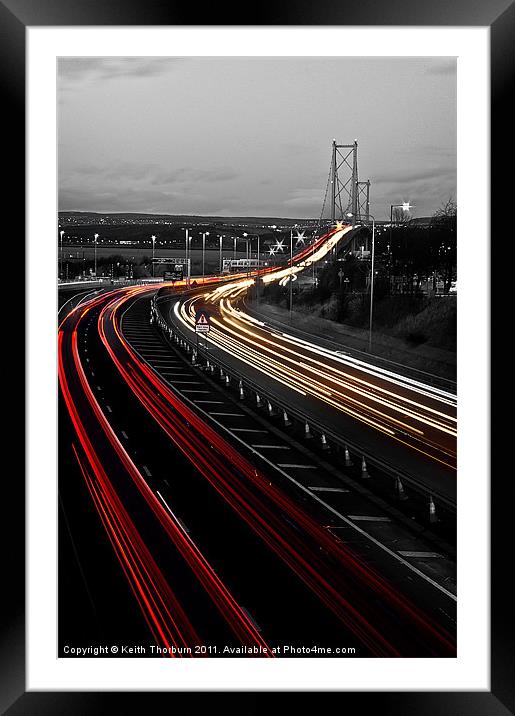 Trail Lights to Forth Road Bridge Framed Mounted Print by Keith Thorburn EFIAP/b