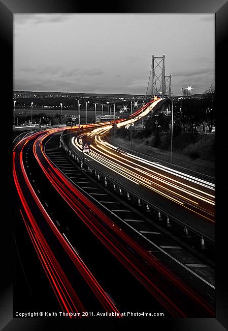 Trail Lights to Forth Road Bridge Framed Print by Keith Thorburn EFIAP/b