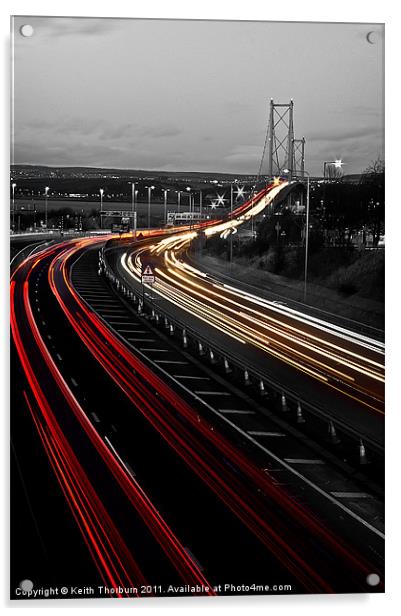 Trail Lights to Forth Road Bridge Acrylic by Keith Thorburn EFIAP/b