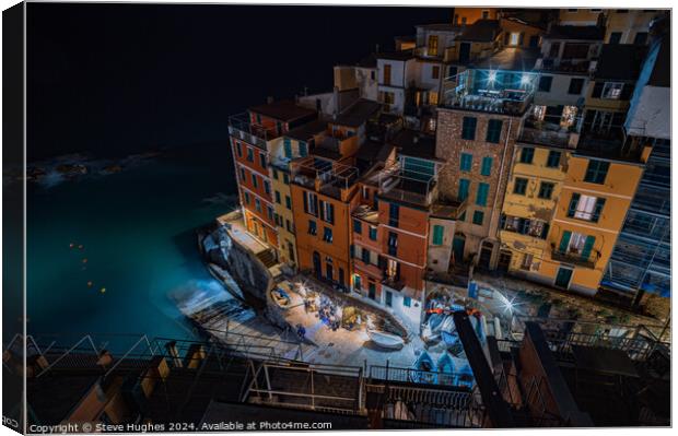 Looking down at Riomaggiore Canvas Print by Steve Hughes