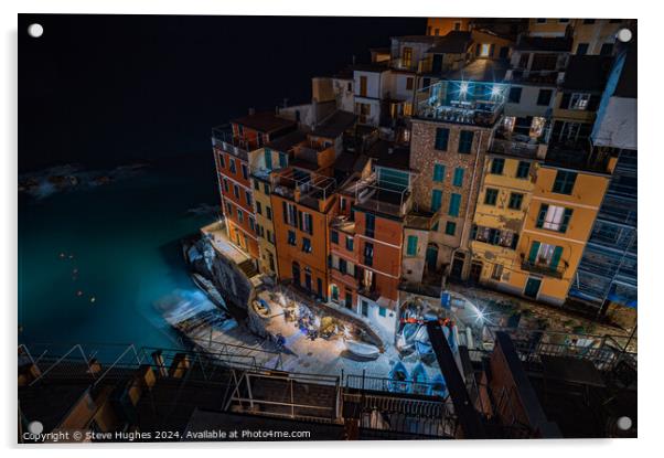 Looking down at Riomaggiore Acrylic by Steve Hughes